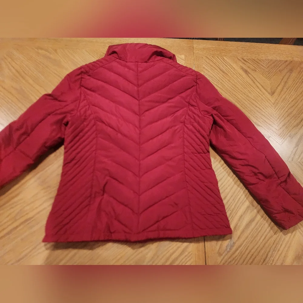Kenneth Cole Reaction Mixed Fill Down Womens Quilted Coat. Red Size Large - Picture 4 of 9